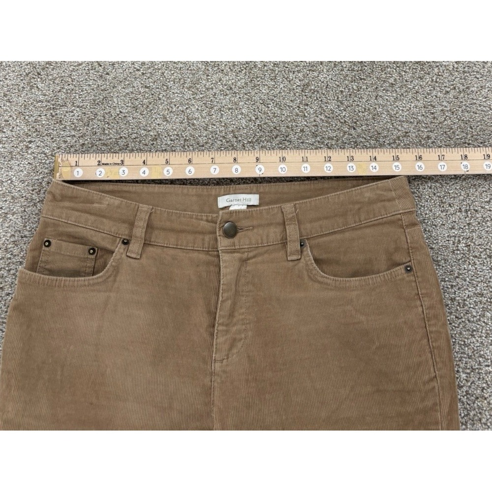 Garnet Hill Corduroy Straight‎ Leg Pants Women's 6 Tan Stretch Cotton Minimalist - Picture 6 of 10